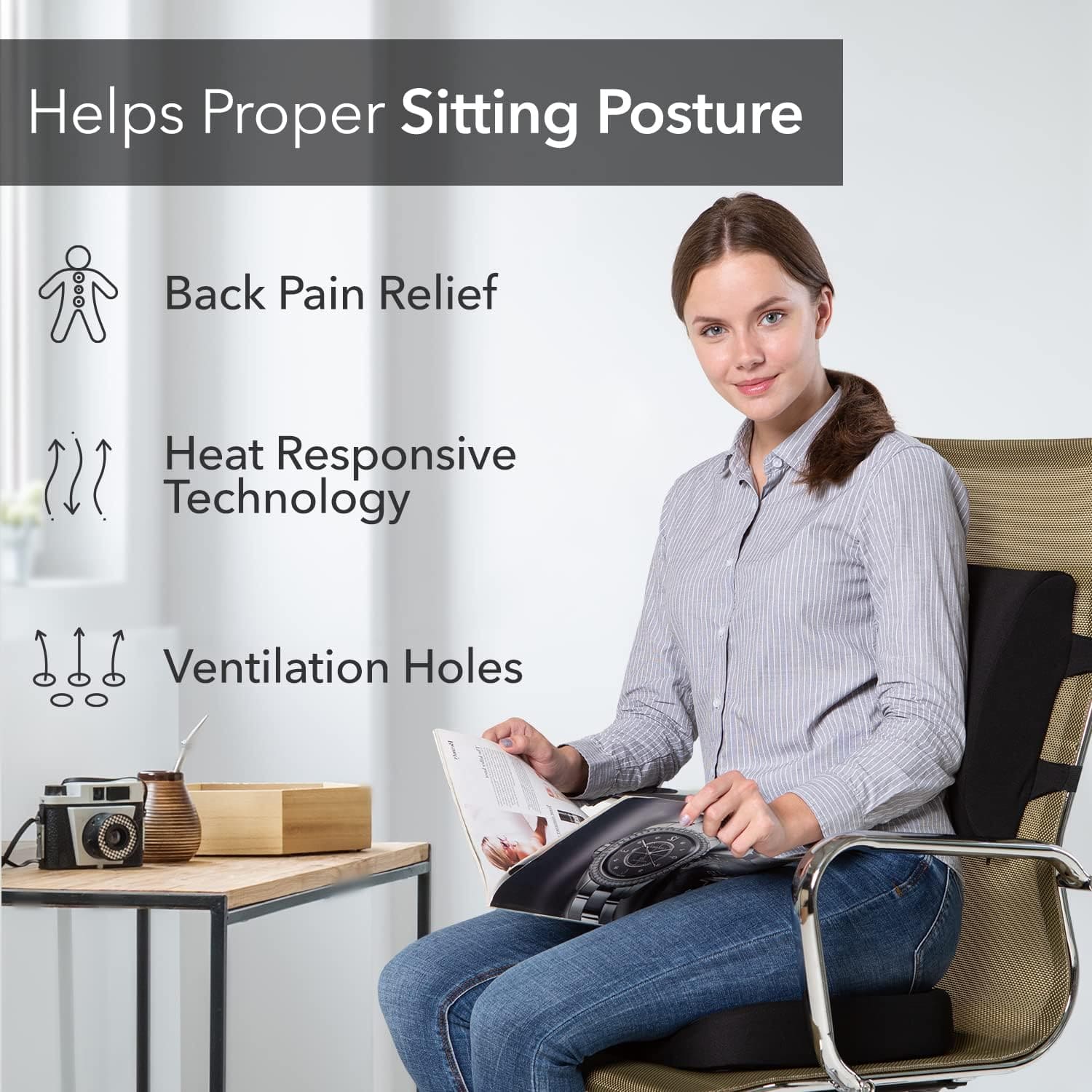 Gel Seat Cushion & Lumbar Support Pillow - DEBIK