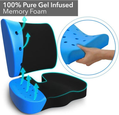Gel Seat Cushion & Lumbar Support Pillow - DEBIK